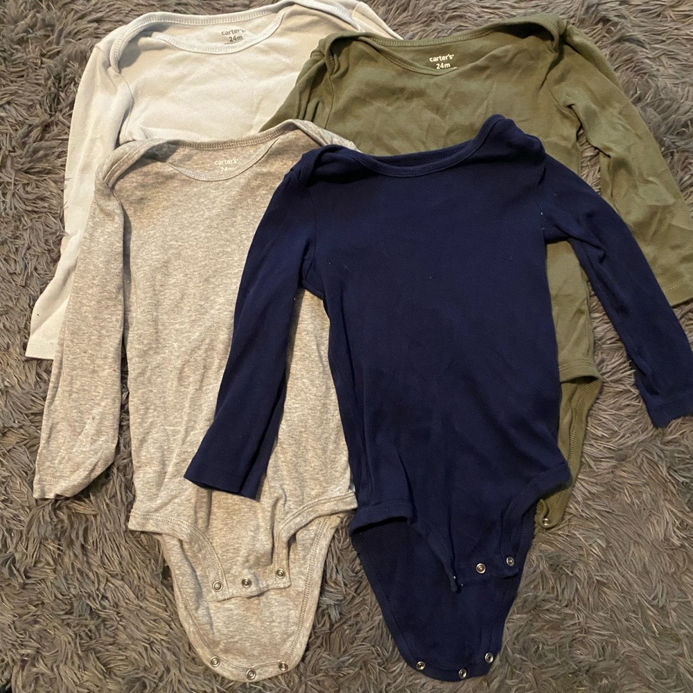 Carter's Long Sleeve Bodysuit Set - Navy, Olive, Gray, Light Blue